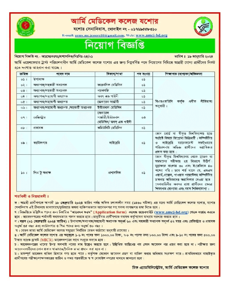 Army Medical College Jessore Job Circular 2024 (1)